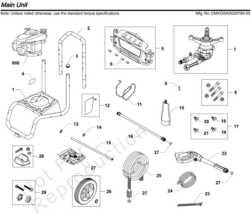 Craftsman Pressure Washer CMXGWAS020789  Parts